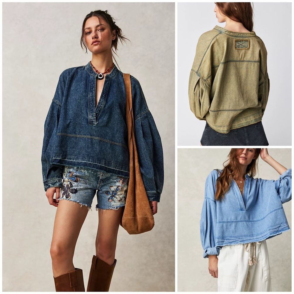 𝓯𝓹 Free People ~ Jude Denim Pullover Warm Carmel